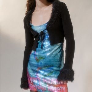 UO Rosie Faux Fur Trim Cardigan